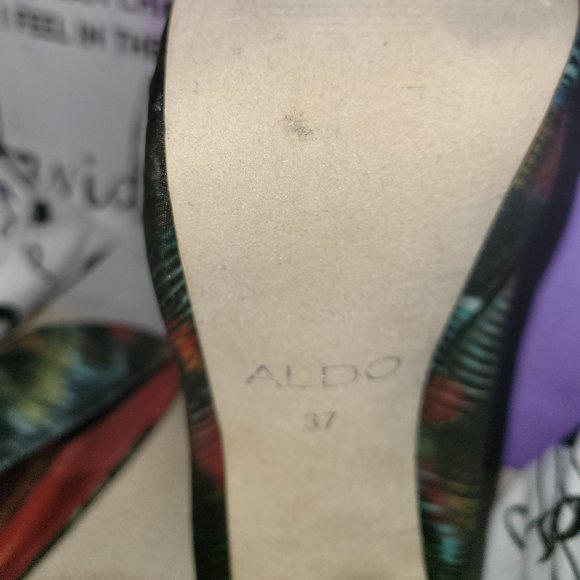 Aldo Pumps Abstract Mixed Print Satin Platform Heels Size 37 (US 6.5) - Picture 5 of 8
